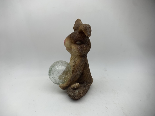 Solar Powered Resin Rabbit Statue with 8-Hour LED Glow - Waterproof Handcrafted Garden Decor for Patio/Lawn