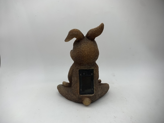 Solar Powered Resin Rabbit Statue with 8-Hour LED Glow - Waterproof Handcrafted Garden Decor for Patio/Lawn